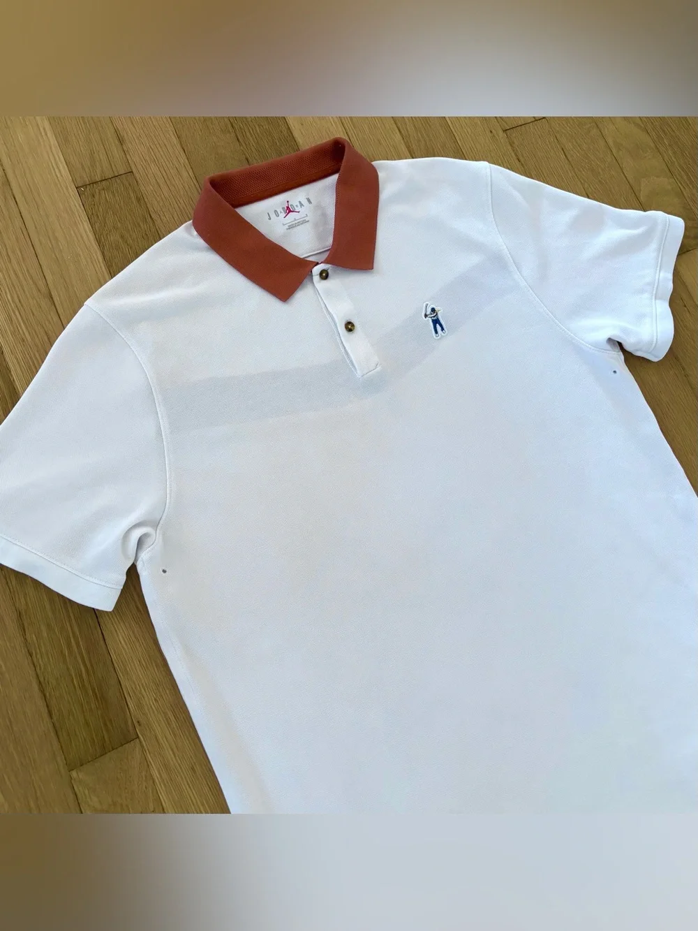 Jordan Eastside Golf Pique Polo Shirt Mens L White Clay Orange Jumpman Club Nike